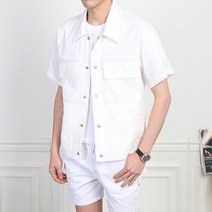 더마인드 남성용 버튼 반팔 코치 자켓
