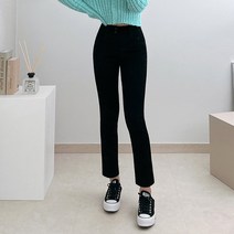 리버블루 여성용 사방스판 밴딩 데님 스키니진 롱기장