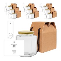 육각 꿀병 500g + 골드캡 랜덤발송 + 심플 벌꿀 L 스티커 + 봉인 + 박스 세트, 10세트
