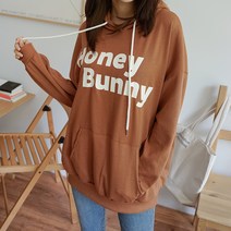 씨씨 여성용 허니버니 레터링 나염 오버핏 후드티