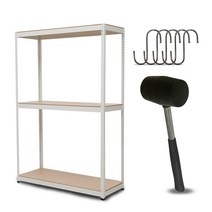 영진랙 무볼트앵글 선반 3단 800 x 400 x 1800 mm + 고무망치 + 에스고리 5p, 화이트