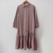 슈가펀 스엘바 밑단 언발 프릴 단추 롱 원피스