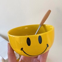 스마일 귀여운 시리얼 볼 S, 옐로우, 1개