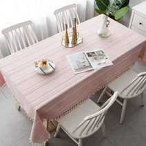 마켓감성 입체 자수 패브릭 식탁보, 핑크, 90 x 140 cm