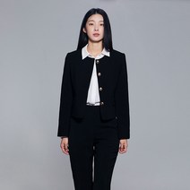 미쏘 여성용 라운드넥 금장단추 자켓