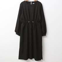 안다로미 럭셔리 허리 스트링 린넨 원피스