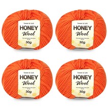 니뜨 허니울 뜨개실 30g x 4p, 오렌지, 4개