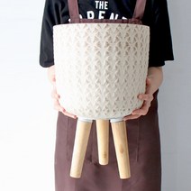 모리앤 우드다리 빈티지 플라스틱화분 원형 2540, 베이지