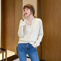 레몬소울 여성용 콜랑 라운드 니트 가디건
