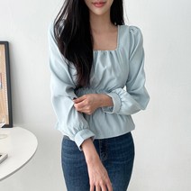 여성용 스퀘어넥 셔링 블라우스 #49168