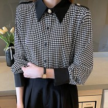 루나걸 겔링 카라 배색 블라우스