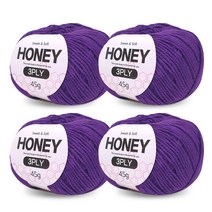 니뜨 허니 3ply 뜨개실 45g x 4p + 무료 도안 세트, 16 보라