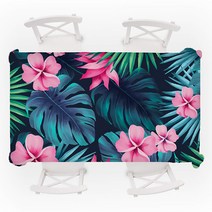 마켓에이 트로피컬 플렌츠 프린팅 린넨 식탁보, TYPE1, 140 x 160 cm