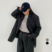 102102 여성용 빅사이즈 오버핏 싱글 자켓