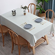마켓A 모던 PVC 테이블매트, 체크 라이트그린, 120 x 120 cm