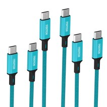 요이치 웨이크 CC플러스 c to c 60w 고속충전케이블 3P, 블루, 150cm