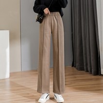 마켓A 여성용 모직 밴딩 와이드 슬랙스