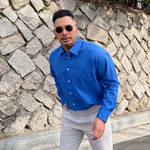 파이브라지 빅사이즈 린넨 포켓 카라 셔츠