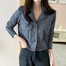 라이비 투포켓 크롭 블라우스