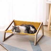멍뭉스 고양이 우드 해먹형 소파 침대, 옐로우