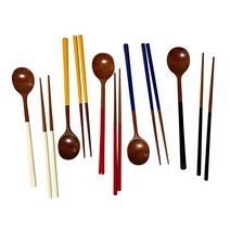 더스토리 프리미엄 우드 옻칠 온달 전통 오방색 수저 5벌 세트, 화이트, 블랙, 블루, 레드, 옐로우, 숟가락 5p + 젓가락 5p