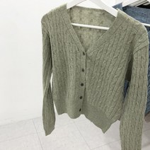 체리체리 여성용 캐시 울 브이넥 케이블 니트 가디건
