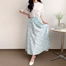 헤이진 플라워 나염 플레어 스커트 SK10G
