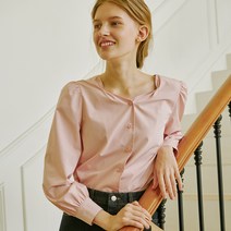 오앨 HEART NECK SHIRRING BLOUSE