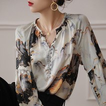 포플러앤씨 여성용 리모어 프린팅 블라우스