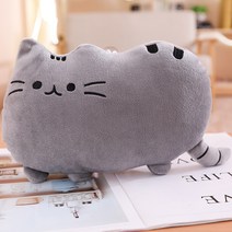 배곧데코 부드럽고 귀여운 고양이 등쿠션 허리쿠션, 그레이