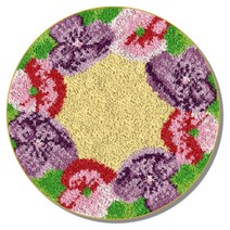 알로데 라운드 플라워 러그 카펫 DIY 스킬 자수 세트 중국어버전 흰색인쇄메쉬, 1세트, 02