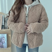 슈가펀 여성용 뽀글이 양털 누빔 점퍼