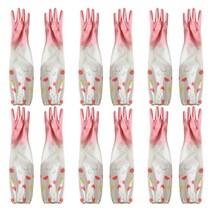 블럭마트 주방용품 밴드형 긴 고무장갑 양손 6종 세트, 중(M), 핑크, 1세트