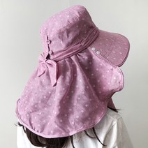 바비수 봉봉 도트 뒷리본 와이드 탈부착 농사모자