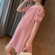 브람스 플라워 어깨트임 임산부 원피스