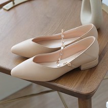 인더슈 프리넬 스텔레토 비즈 체인 스트랩 플랫슈즈 2.5cm