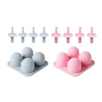 실리콘 돔형 4구 아이스크림 몰드 2종 세트, 핑크, 블루, 1세트