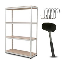 영진랙 무볼트앵글 선반 4단 900 x 400 x 1800 mm + 고무망치 + 에스고리 5p, 화이트