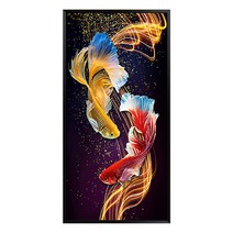 포원밀리언 비즈 DIY 금전운 금붕어 세로형 보석십자수 50 x 80 cm, 레드옐로우, 1개