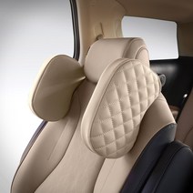 케이엠모터스 퀼팅 차량용 머리 받침대, 코튼베이지, 1개