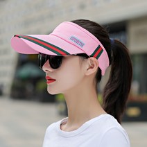 엔젤야옹 스포츠 골프 배색 면 선캡, 핫핑크