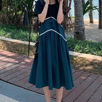메이첼 라운드넥 배색 포인트 여름 원피스 00098
