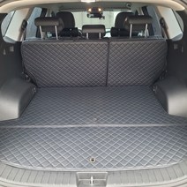 아이빌 4D 신형퀼팅 자동차 트렁크매트 2열 등받이 분리형 풀세트, 더뉴싼타페 5인승, 블랙   블랙스티치