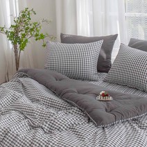 그래이불 깅엄체크 워싱 차렵이불 체크