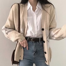여성용 버짓 아가일 니트 가디건