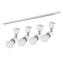 LED 주방 자유봉레일 1m + 볼구 숏타입 4등 주광색 세트, 화이트