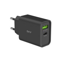 SKY 필 Q2A PD 20W USB C타입 듀얼 고속 충전 어댑터, 1개, 블랙