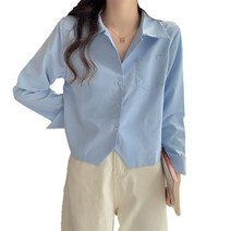 리홍 여성용 슬림핏 카라넥 크롭 남방