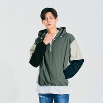 빅사이즈클럽 ND 삼배색 후드 아노락