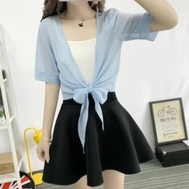 셀레네 여성용 쉬폰 반팔 가디건